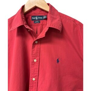 Polo Ralph Lauren Blake Red Short Sleeve Button Down Shirt Mens L Preppy Casual